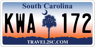 SC license plate KWA172