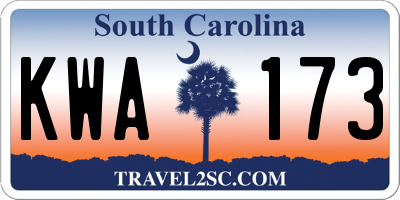 SC license plate KWA173