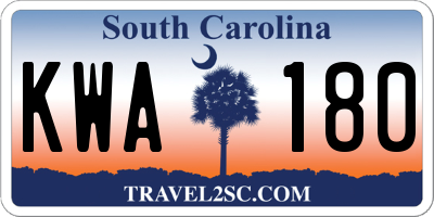 SC license plate KWA180