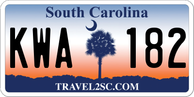SC license plate KWA182