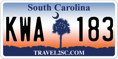 SC license plate KWA183