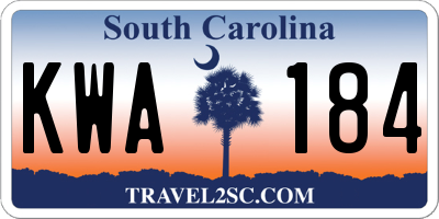 SC license plate KWA184