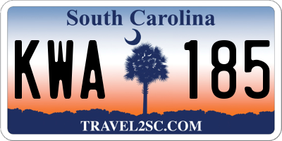 SC license plate KWA185