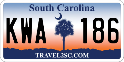 SC license plate KWA186