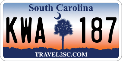 SC license plate KWA187