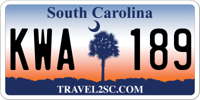 SC license plate KWA189