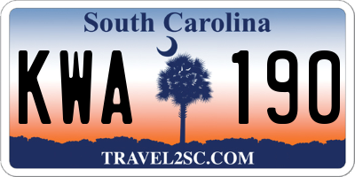 SC license plate KWA190