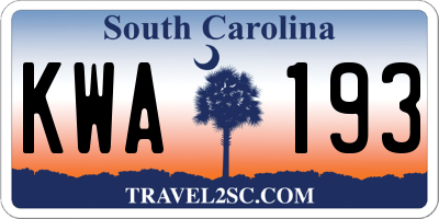 SC license plate KWA193