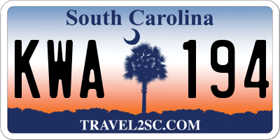 SC license plate KWA194