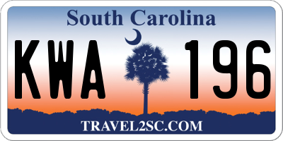 SC license plate KWA196