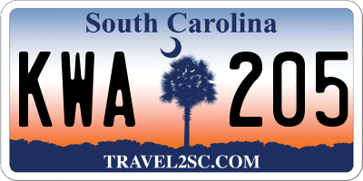 SC license plate KWA205