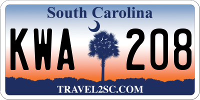 SC license plate KWA208