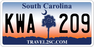 SC license plate KWA209