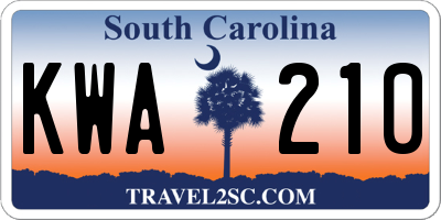 SC license plate KWA210