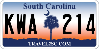 SC license plate KWA214