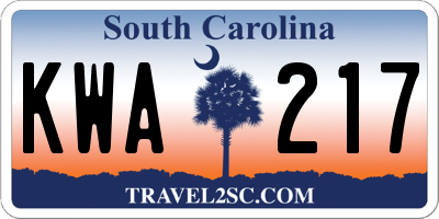 SC license plate KWA217