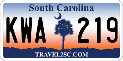 SC license plate KWA219