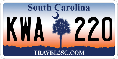 SC license plate KWA220