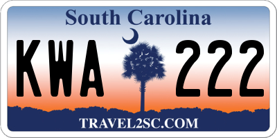 SC license plate KWA222