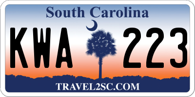 SC license plate KWA223