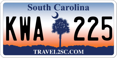 SC license plate KWA225