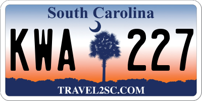 SC license plate KWA227