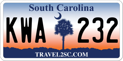 SC license plate KWA232