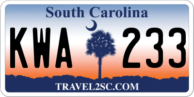 SC license plate KWA233