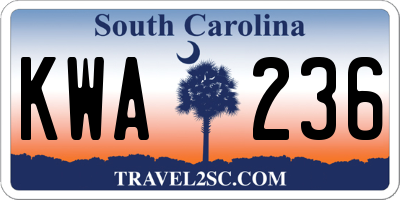 SC license plate KWA236