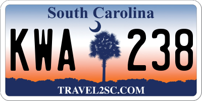 SC license plate KWA238