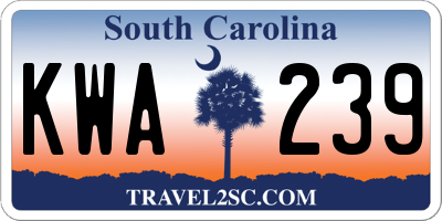 SC license plate KWA239