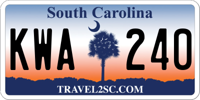 SC license plate KWA240
