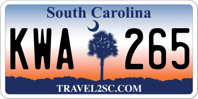 SC license plate KWA265