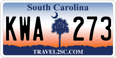 SC license plate KWA273