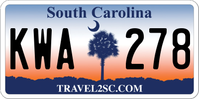 SC license plate KWA278
