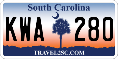 SC license plate KWA280