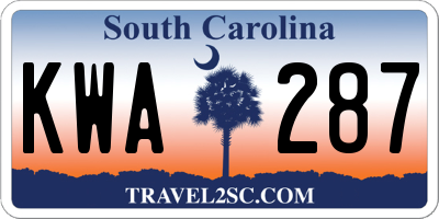 SC license plate KWA287