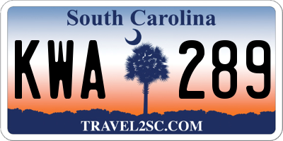 SC license plate KWA289