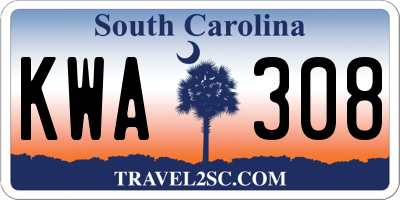 SC license plate KWA308