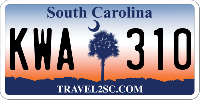 SC license plate KWA310