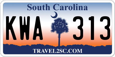 SC license plate KWA313