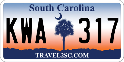 SC license plate KWA317