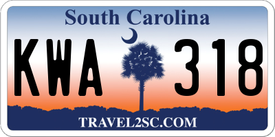 SC license plate KWA318