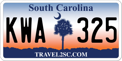 SC license plate KWA325