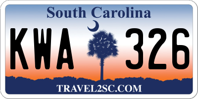 SC license plate KWA326
