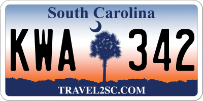 SC license plate KWA342