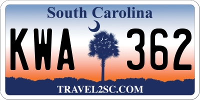 SC license plate KWA362