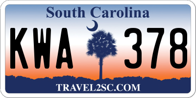 SC license plate KWA378