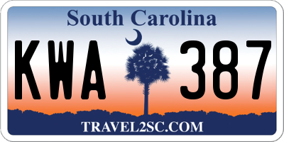 SC license plate KWA387