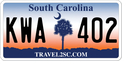 SC license plate KWA402